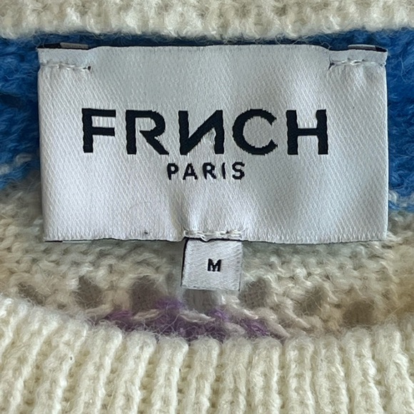 FRNCH Paris WOOL MOHAIR BLEND SLEEVELESS SWEATER SZ MED PASTEL SPRING SUMMER - Picture 2 of 5